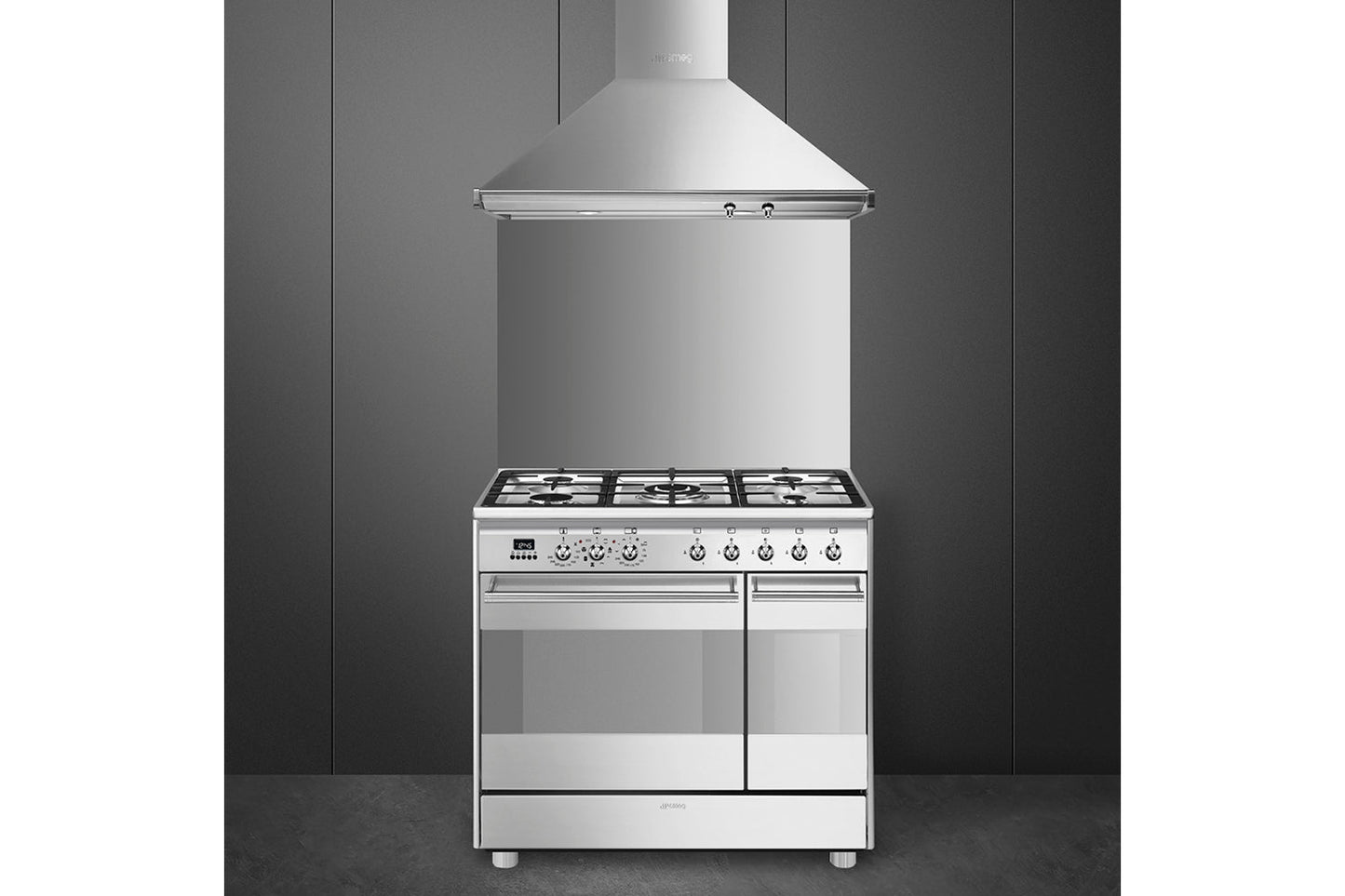 Smeg 90cm Dual Fuel Range Cooker Concert Classic SCB92MX8 – Stainless Steel