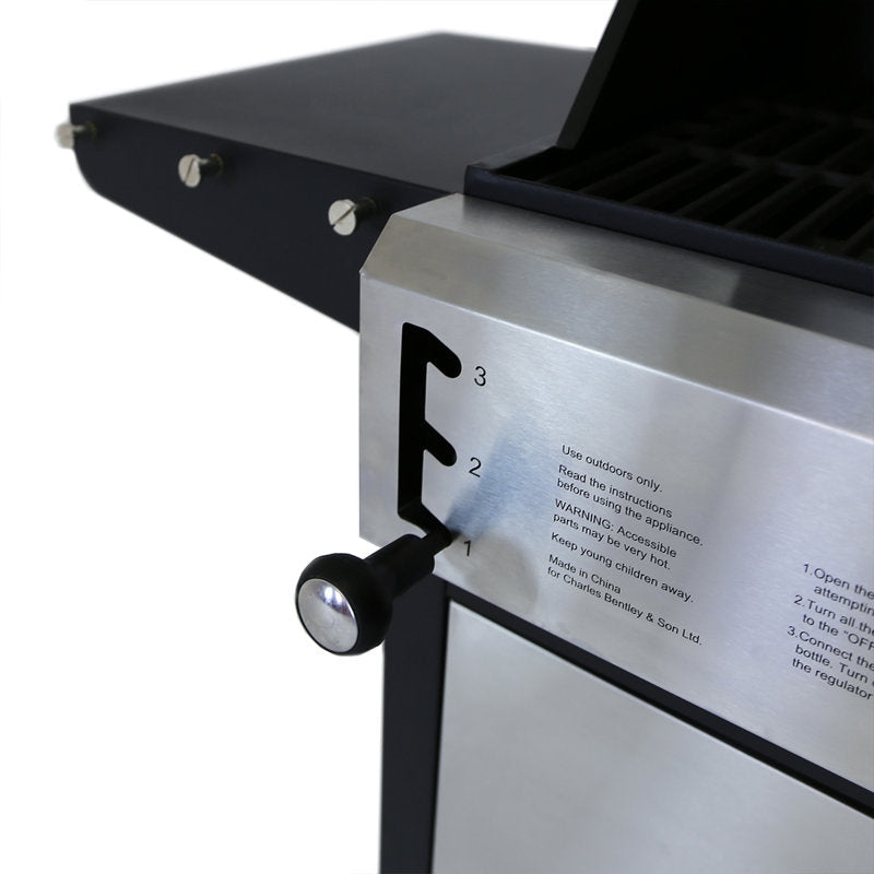 2+1 Burner Gas & Charcoal Combination BBQ Grill – Stainless Steel
