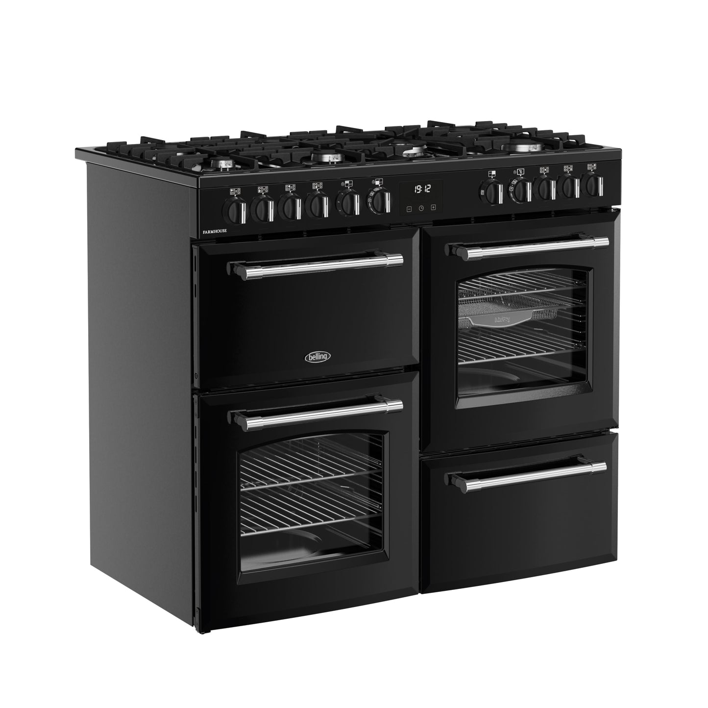 Belling 100cm Dual Fuel Range Cooker 100DF Farmhouse – Black