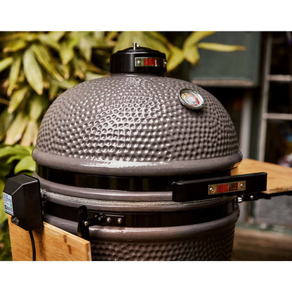 Grill Guru 18" Ceramic Kamado Charcoal BBQ Grill with Cover – Black