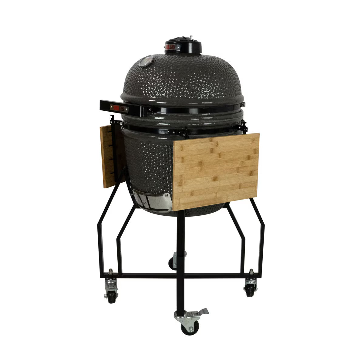 Grill Guru 18" Ceramic Kamado Charcoal BBQ Grill with Cover – Black