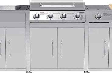Cabinologist Texas 4 Burner Gas BBQ Grill Outdoor Kitchen with Side Burner – Stainless Steel