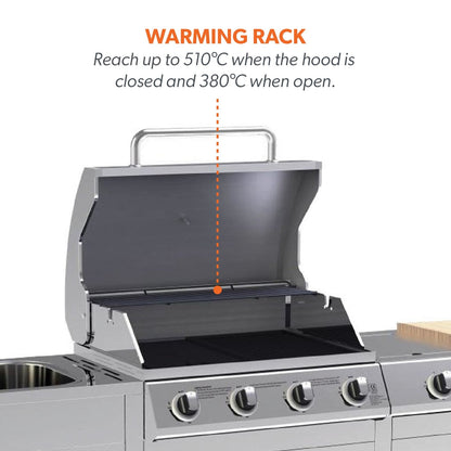 Cabinologist Texas 4 Burner Gas BBQ Grill Outdoor Kitchen with Side Burner – Stainless Steel